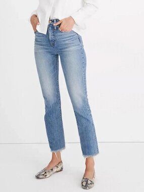 Madewell The Perfect Vintage Jean Raw Hem Light Wash High Rise Jeans Size 26